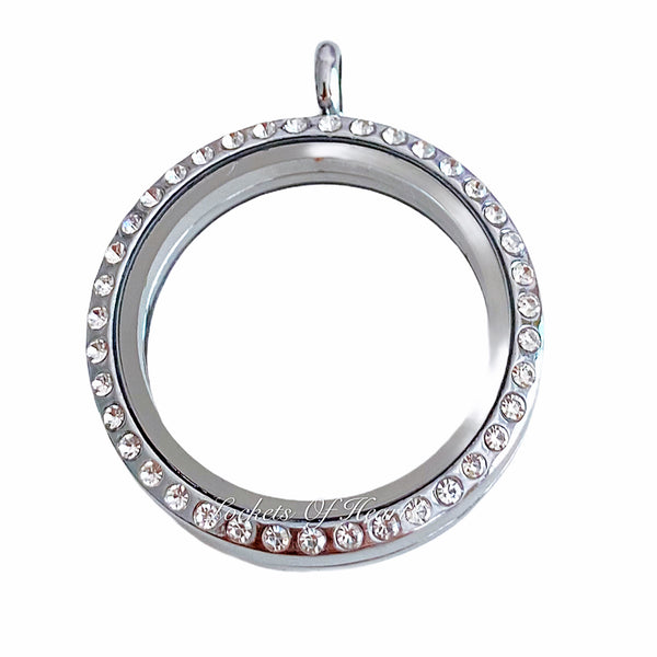 ROUND SILVER SPARKLE LOCKET