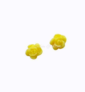 (FL8) 3mm MINI YELLOW ROSE (2pcs)