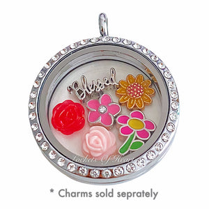 ROUND SILVER SPARKLE LOCKET