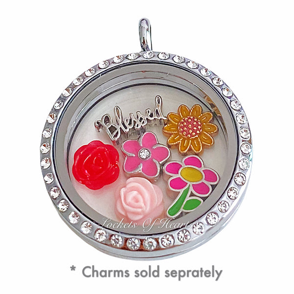 ROUND SILVER SPARKLE LOCKET