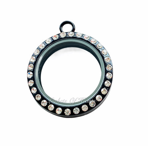 ROUND BLACK RHINESTONE LOCKET